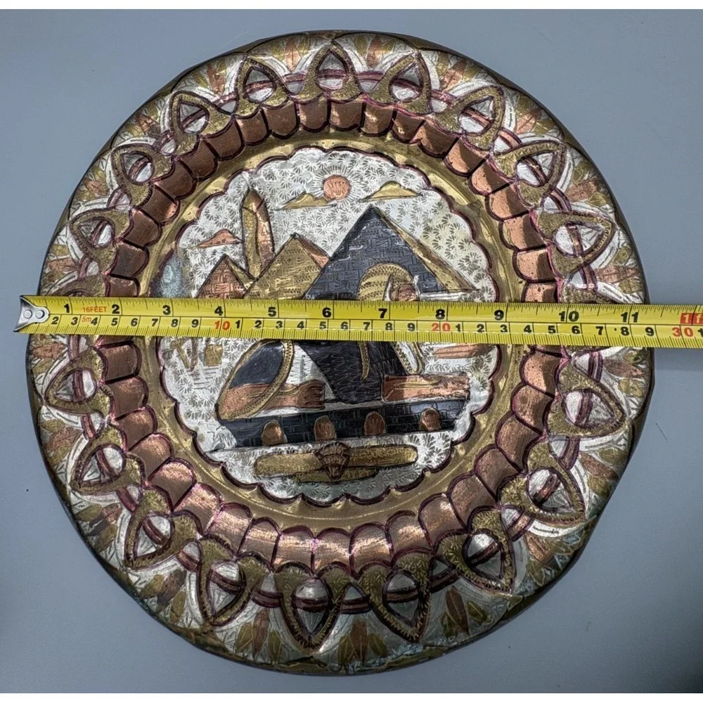Vintage Copper Brass Hanging Wall Plate with PATINA 11.75